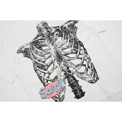 Unisex T-Shirts Saint Michael Bone Pattern Casual T-Shirts