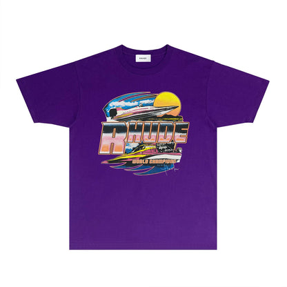 Rhude T Shirts Printed Trendy Pure Cotton