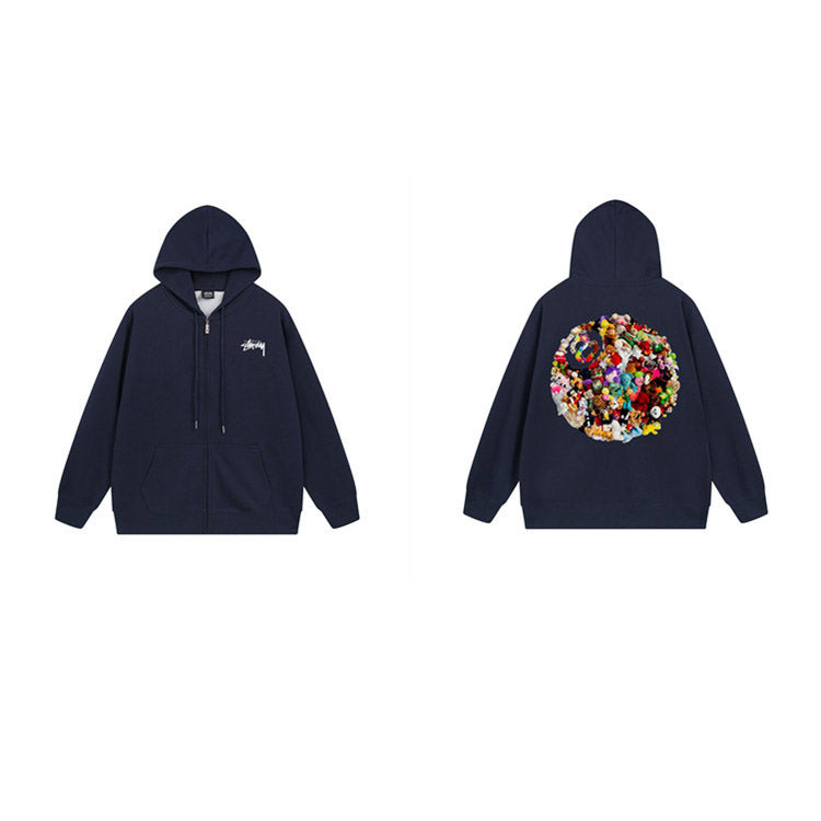 Stussy Hoodie Zip-Up Cardigan Fleece Hooded Sweater