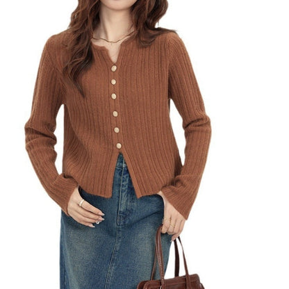 Women Knitted Pullover Autumn Slim-Fit Long-Sleeved Jacket