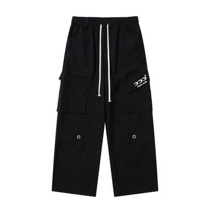 Men Sweatpants Cargo Pants Men's Multi-Pocket Wide Leg Trousers Casual Sports Slit Straight-Leg Pants