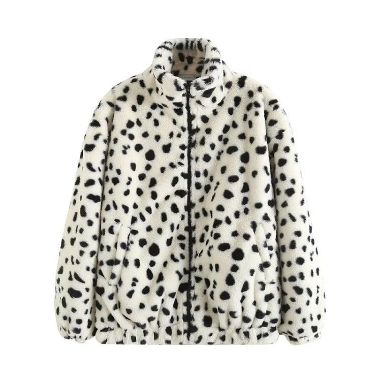 Women Cotton Coat Chessboard Plaid Coat Winter Loose Lapel