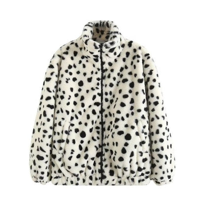 Women Cotton Coat Chessboard Plaid Coat Winter Loose Lapel