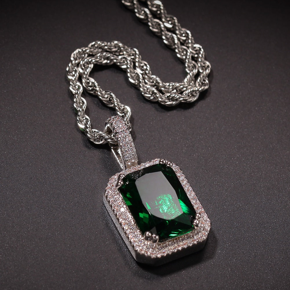 Jewelry Colored Square Solid Vintage Pendant Necklace with Diamonds ins Royalty Jesus Pieces Spectrum