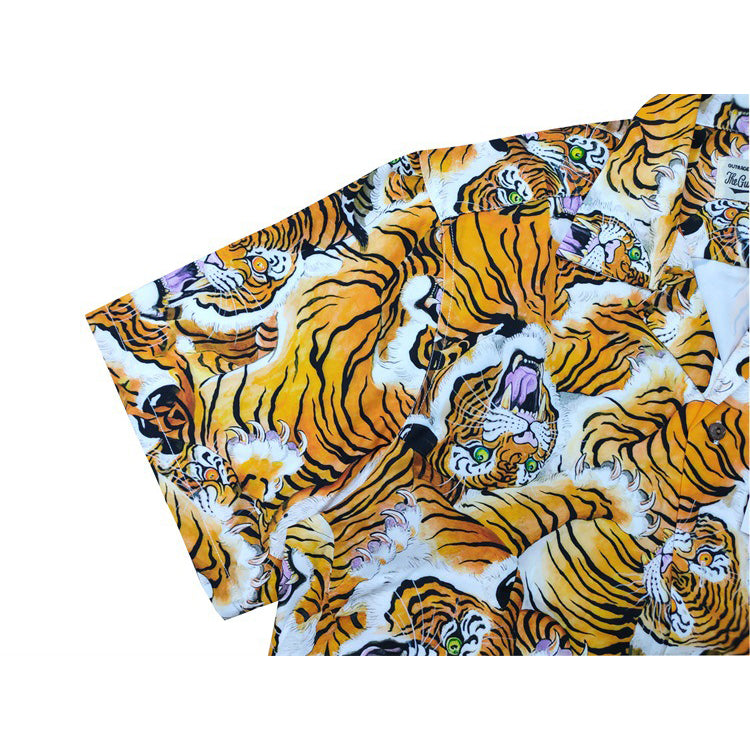 GUILTYPARTIES TIGER Shirts Tiger print casual short-sleeved shirt