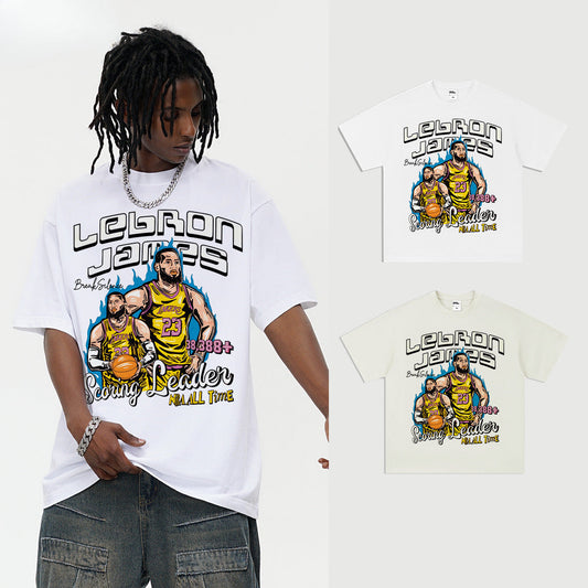Vintage T-shirts James James Short Sleeve T-Shirt Men's and Women's Printed T-Shirts Loose