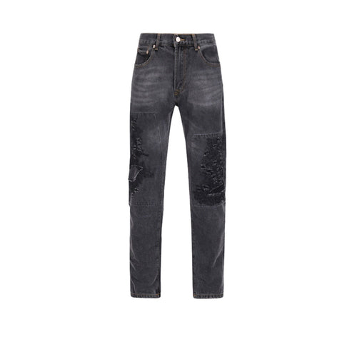 MIJKO Men's Vintage Pants MIJKO Men's Women's Autumn and Winter Urban Street Trendy Trousers Ripped Jeans