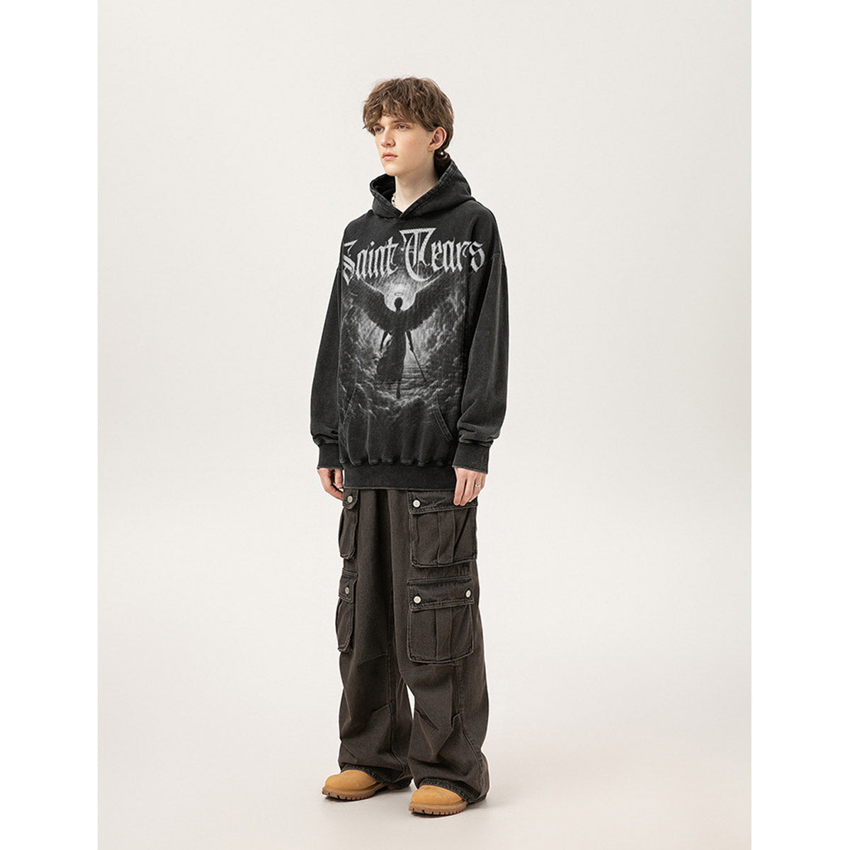 Unisex Hoodies Saint Michael Fashion Old Loose Hoodie