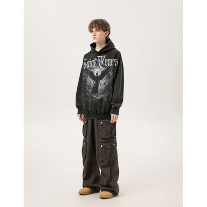 Unisex Hoodies Saint Michael Fashion Old Loose Hoodie