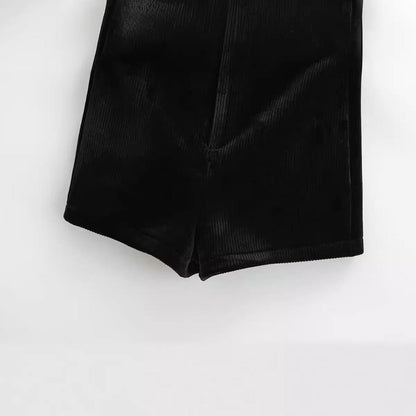 Women Skirt Spring Slim-Fitting Stretch Black Velvet Sheath Shorts