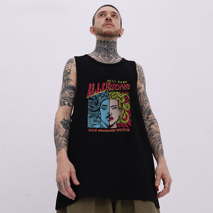 Men Vest Medusa Hip Hop Vest Men's and Women's Oversize Retro Couple Sleeveless T-shirt