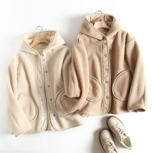 Women Hoodie Lamb Fur Small Figure