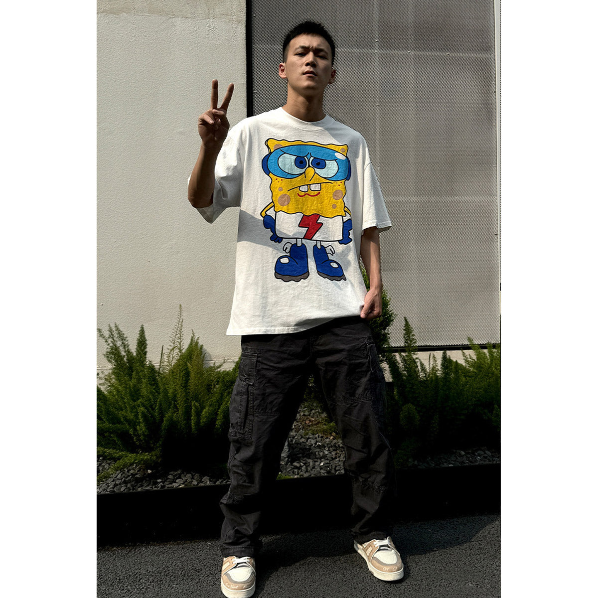 Unisex T-Shirts SpongeBob SquarePants Cartoon Printed Cotton T-Shirt