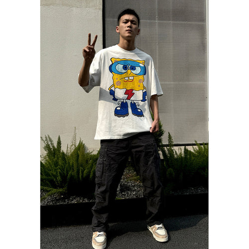 Unisex T-Shirts SpongeBob SquarePants Cartoon Printed Cotton T-Shirt