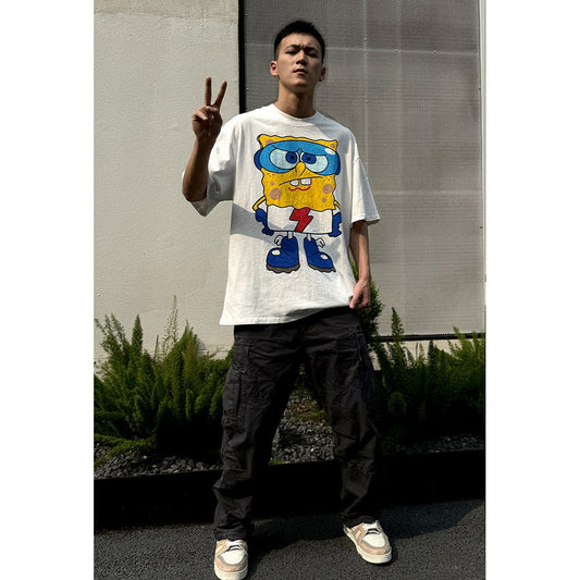 Unisex T-Shirts SpongeBob SquarePants Cartoon Printed Cotton T-Shirt