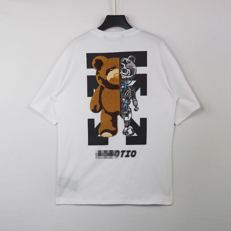 Palm Angels T Shirts Mechanical Bear Arrow Print T-shirt Short Sleeve