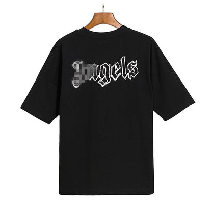 Palm Angle T Shirts Front and Rear Large Logo Printing Couple Drop Shoulder Loose