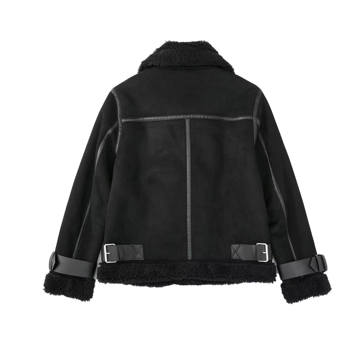 Women Cotton Coat Thickened Zipper Leather Coat