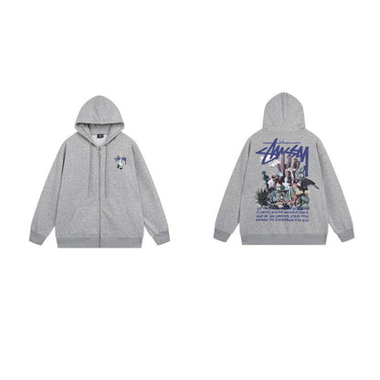 Stussy Hoodie Zip-Up Cardigan Fleece Hooded Sweater