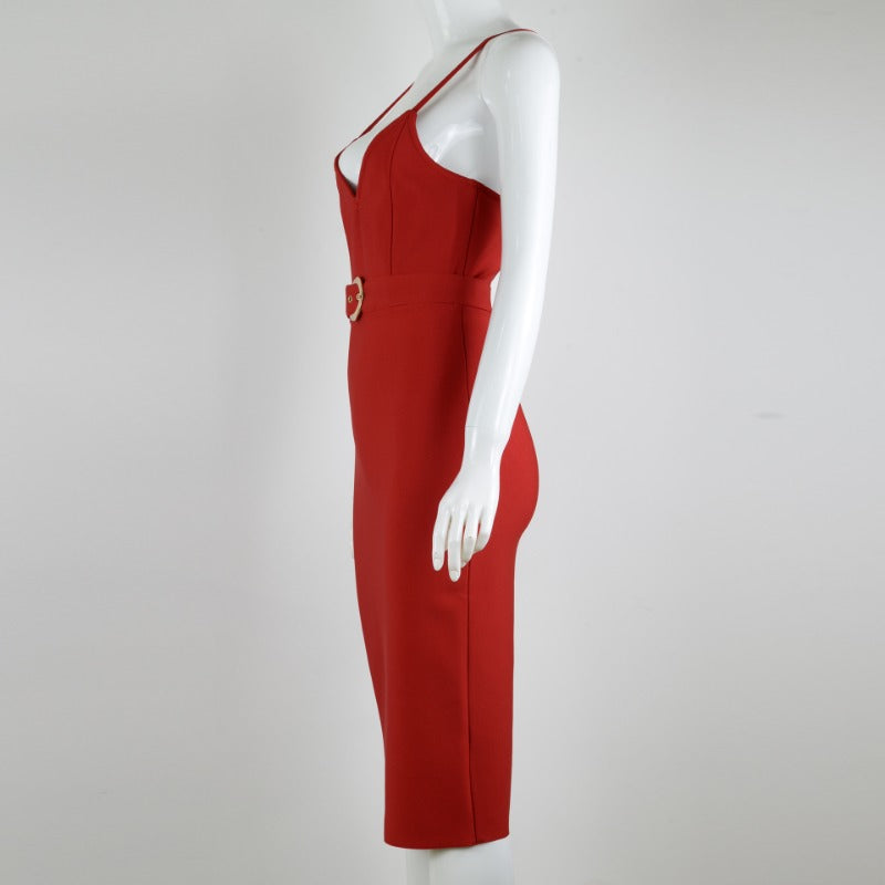 Women's Evening Dress Strap Belt Dress Sexy Slim Fit Bandage Dress