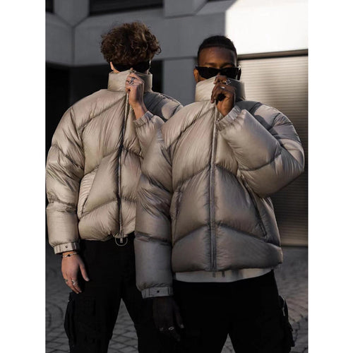Unisex Coat Represents Stand-Up Collar Simple Coat
