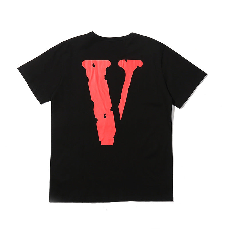 Vlone T Shirts V Printed Short Sleeve T-shirt Men and Women Loose High Street Half Sleeve