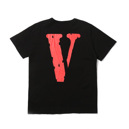 Vlone T Shirts V Printed Short Sleeve T-shirt Men and Women Loose High Street Half Sleeve