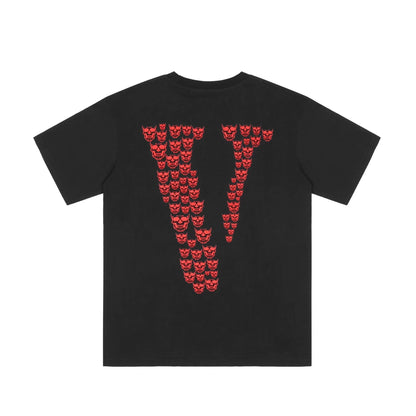Vlone T Shirts Skull Large V Printed Short Sleeve T-shirt Men and Women Couple High Street Loose Half Sleeve