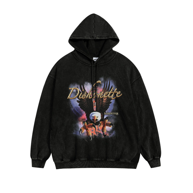 Men Hoodie Retro Hiphop Printed Hoodie Men and Women Loose