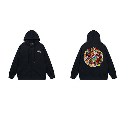 Stussy Hoodie Zip-Up Cardigan Fleece Hooded Sweater