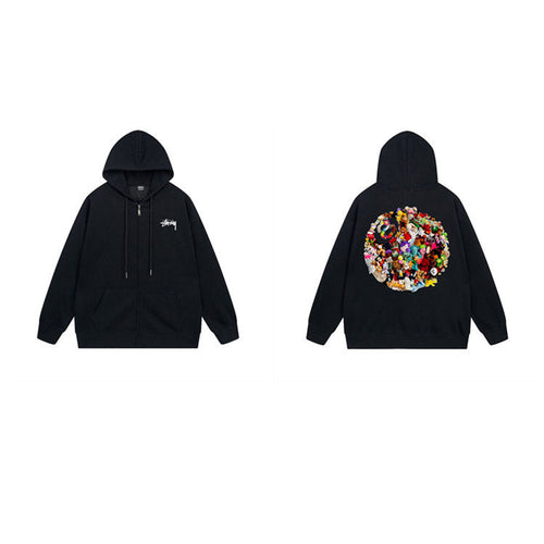 Stussy Hoodie Zip-Up Cardigan Fleece Hooded Sweater