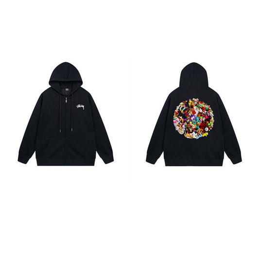 Stussy Hoodie Zip-Up Cardigan Fleece Hooded Sweater