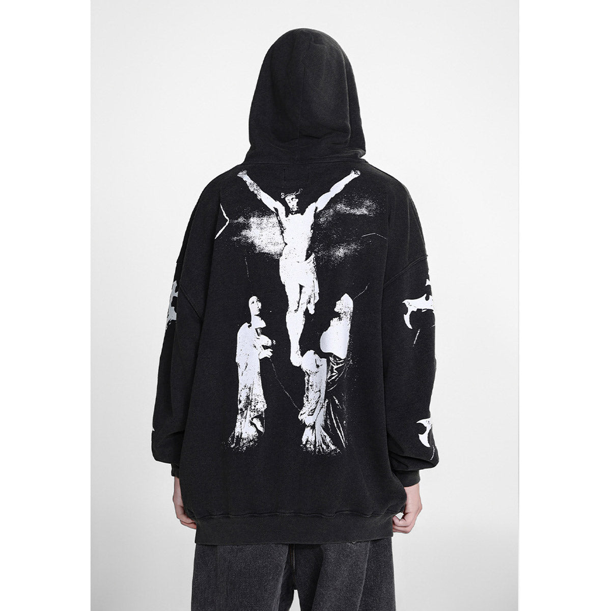 Unisex Hoodies Saint Michael Distressed Loose Hoodie