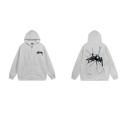 Stussy Hoodie Zip-Up Cardigan Fleece Hooded Sweater