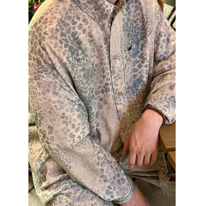 Unisex Sun Protection Shirt Blue Leopard Long-sleeved Jacket