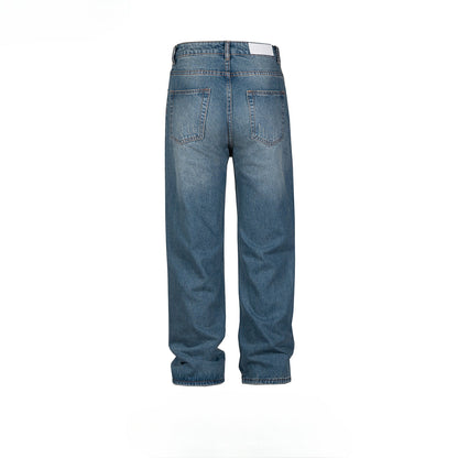 MIJKO Men's Vintage Pants MIJKO Men's Women's Washed White Trousers Straight Jeans