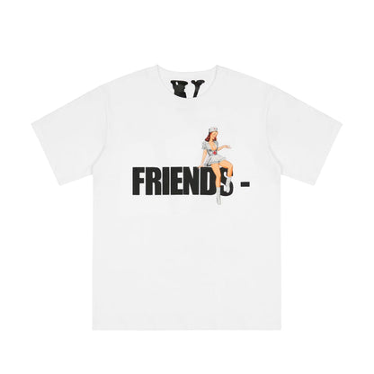 Vlone T Shirts Friends Nurse Large V Printed Short Sleeve T-shirt Men's and Women's High Street BF Half Sleeve