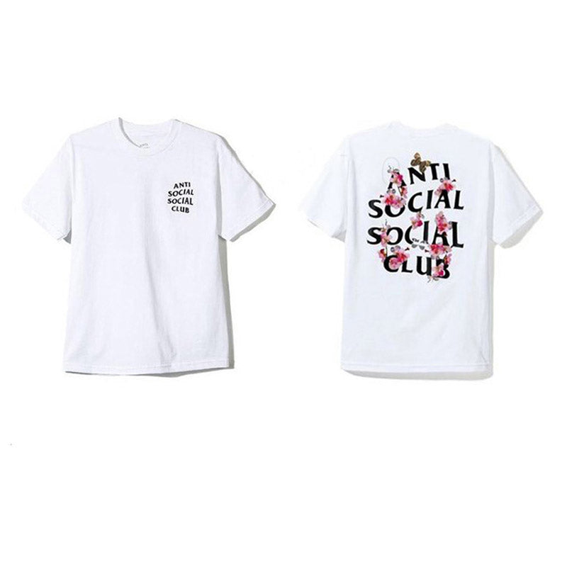 Anti Social Club T Shirt Short Sleeve Floral T-shirt Top Cotton