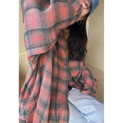 Unisex Shirts Our Legacy Rose Checked Casual Loose Shirt