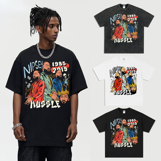 Vintage T-shirts Short Sleeve T-Shirts Washed and Old Prints