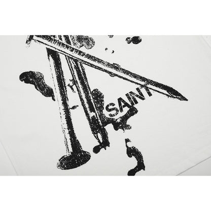 Unisex T-Shirts Saint Michael Fun Nail Print Casual Loose T-Shirt