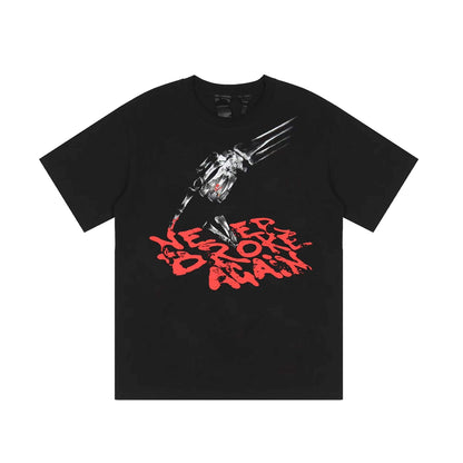 Vlone T Shirts Skull Finger Large V Loose Short Sleeve T-shirt Men and Women High Street Half Sleeve