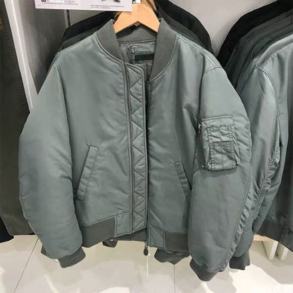 Women Cotton Coat Couple's Stand Collar Jacket Casual Baseball Uniform