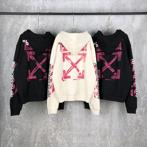 OW Hoodie 99 Zipper Long Sleeve Sweatshirt Red Graffiti
