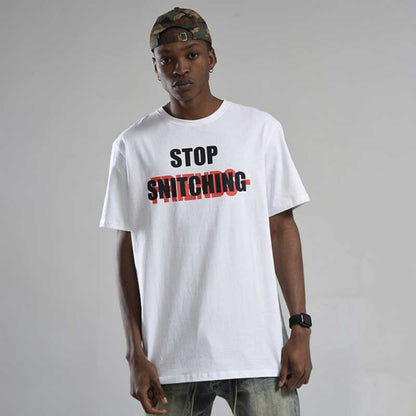 Vlone T Shirts Vlone No Cap High Street Large V-Shaped Female Print Hip Hop Loose Short Sleeve T-shirt for Men and Women