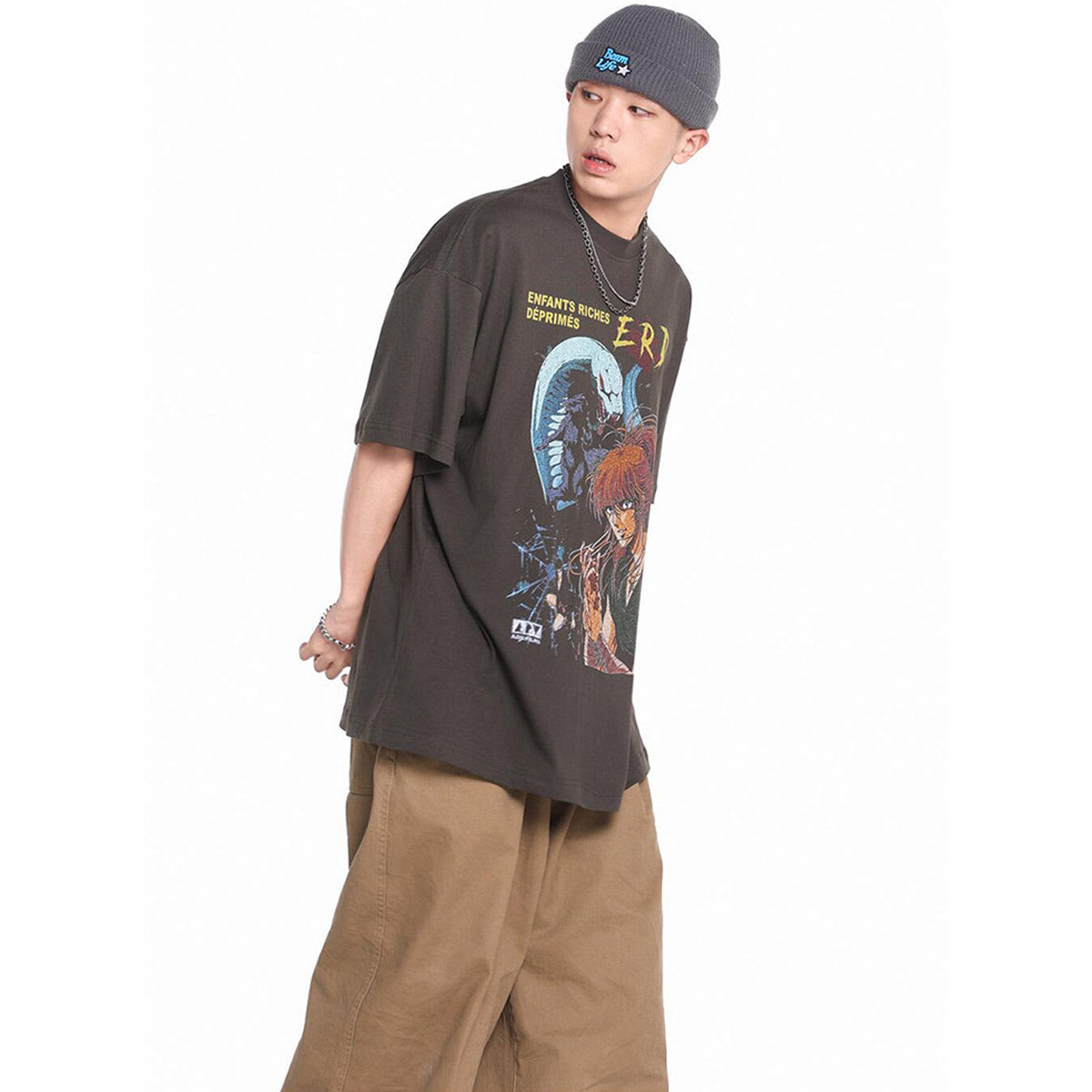 Unisex T-Shirts ERD Melancholic Rich Second Generation Anime Retro Loose T-Shirt