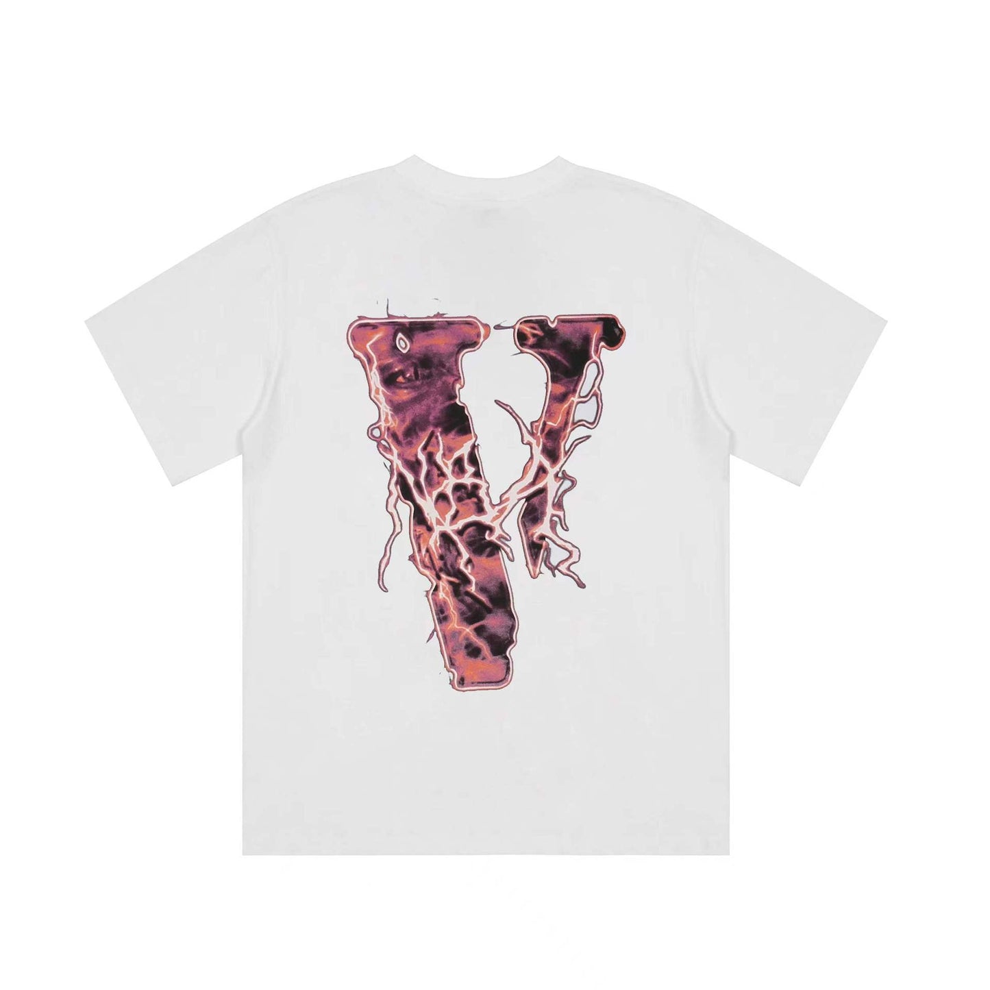 Vlone T Shirts Lightning Portrait English Large V Loose Short Sleeve T-shirt Men and Women High Street Half Sleeve