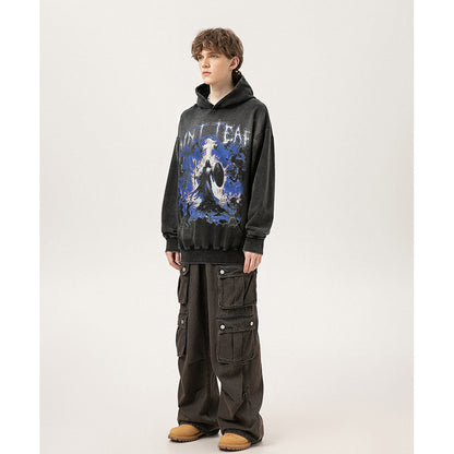 Unisex Hoodies Saint Michael Distressed Loose Hoodie