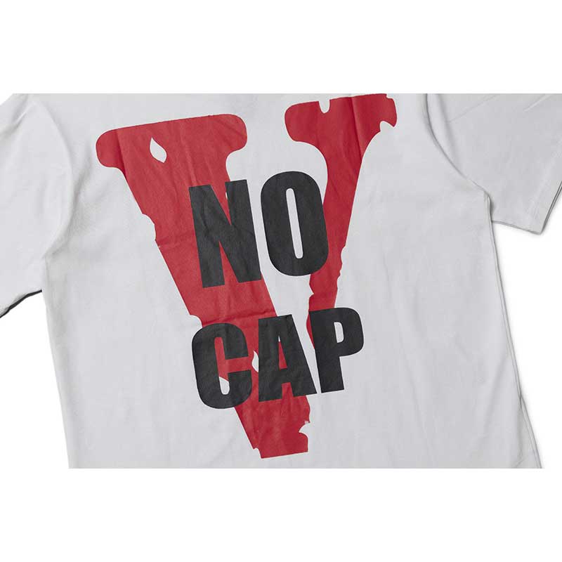 Vlone T Shirts Vlone No Cap High Street Large V-Shaped Female Print Hip Hop Loose Short Sleeve T-shirt for Men and Women