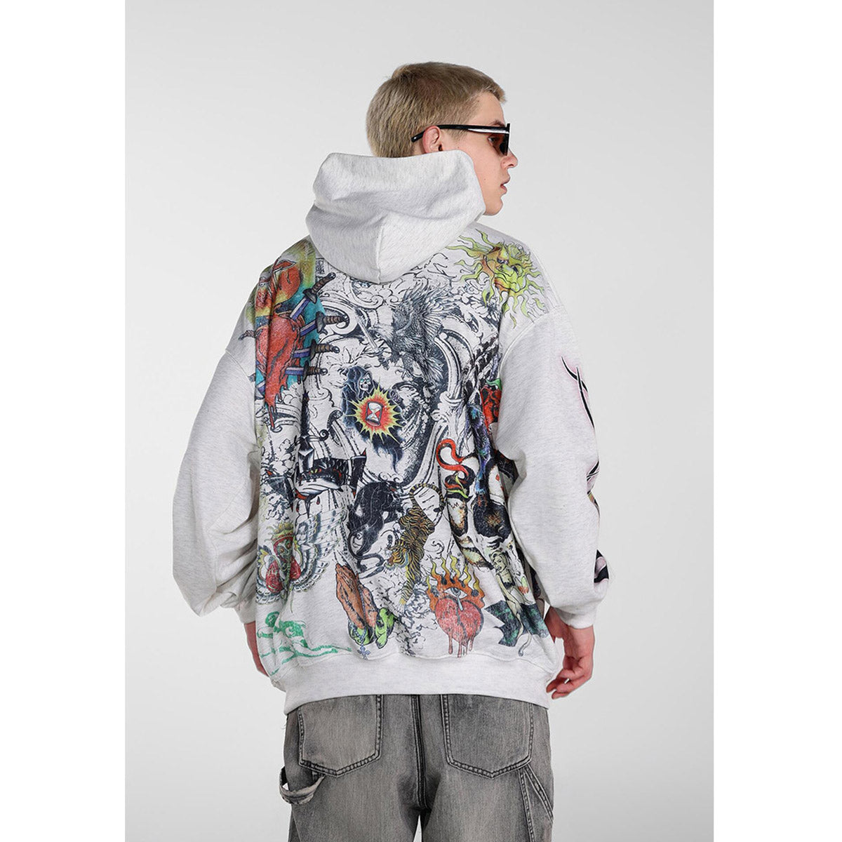 Unisex Hoodies Saint Michael Abstract Painted Graffiti Casual Loose Hoodie